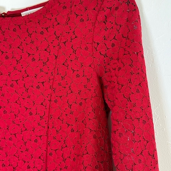 Copper Key Red Lace Dressy Holiday 3/4 length sleeves Peplum Blouse Sz L Girls - Picture 2 of 7